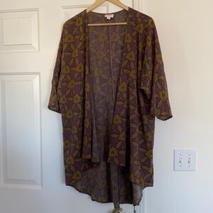 LuLaRoe patterned purple and olive duster.